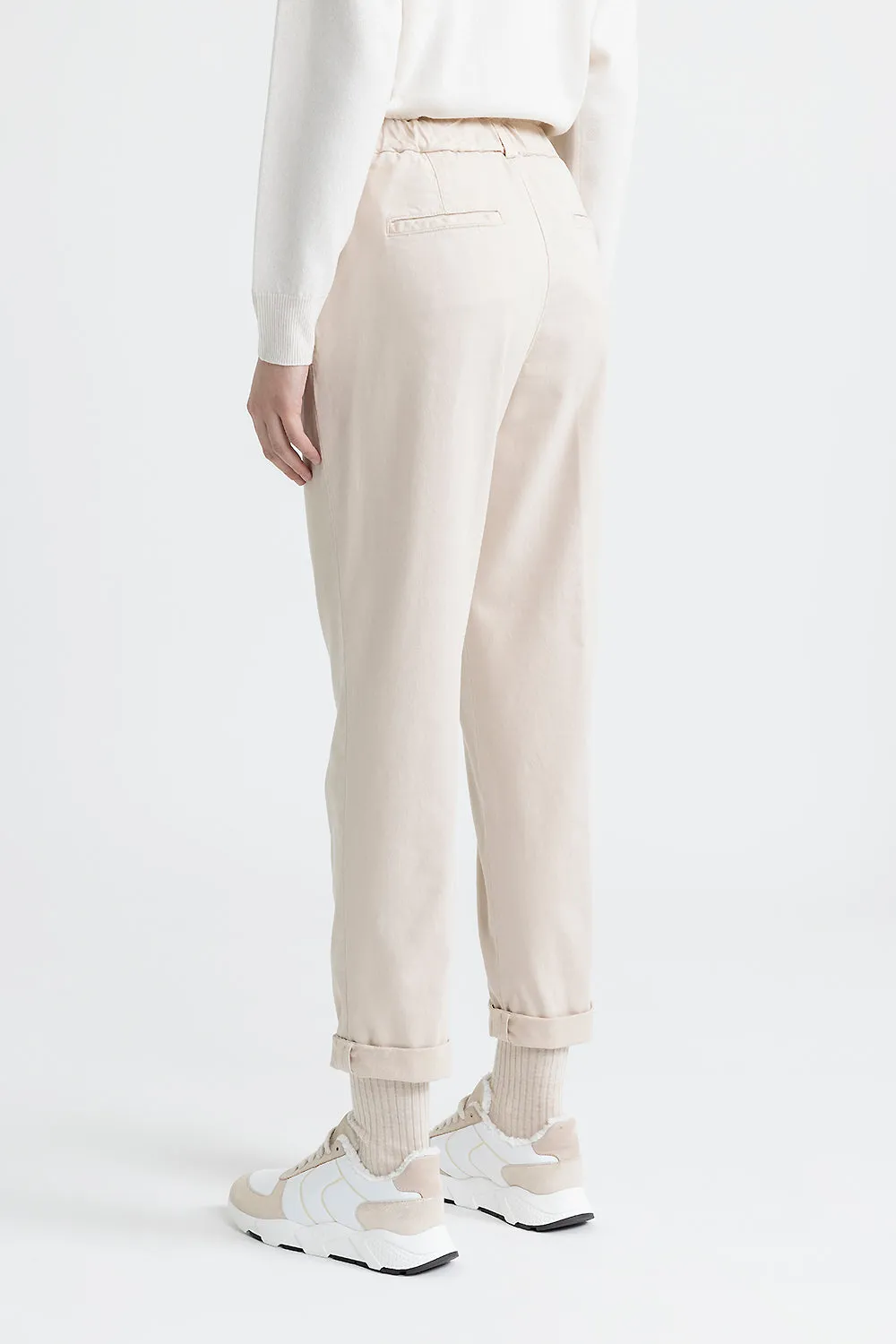 Peachskin gabardine carrot trousers