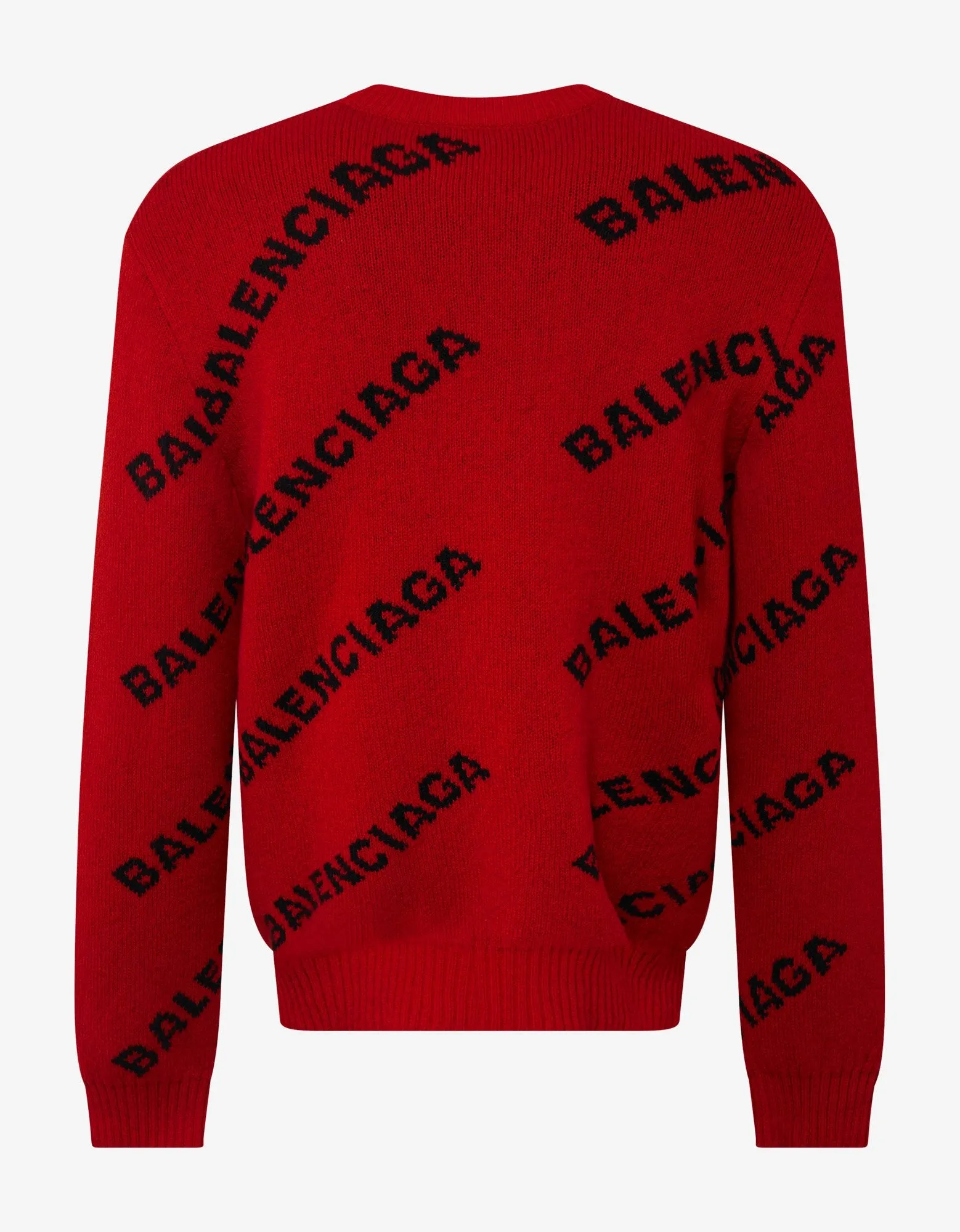 Red Logo Jacquard Crew Neck Sweater