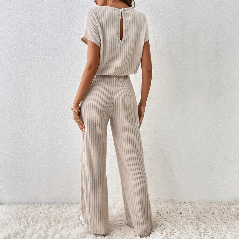 Round Neck Top & Trousers Two-piece Set