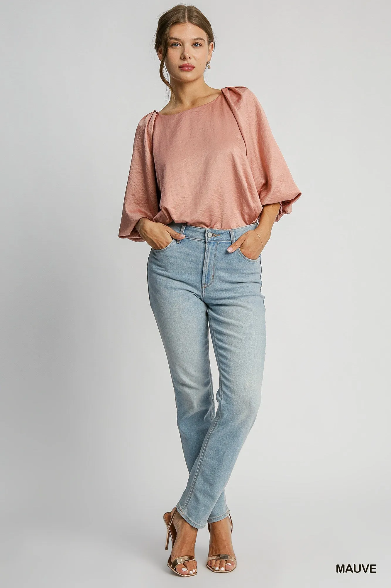 Sarah Pleated Blouse - Blush