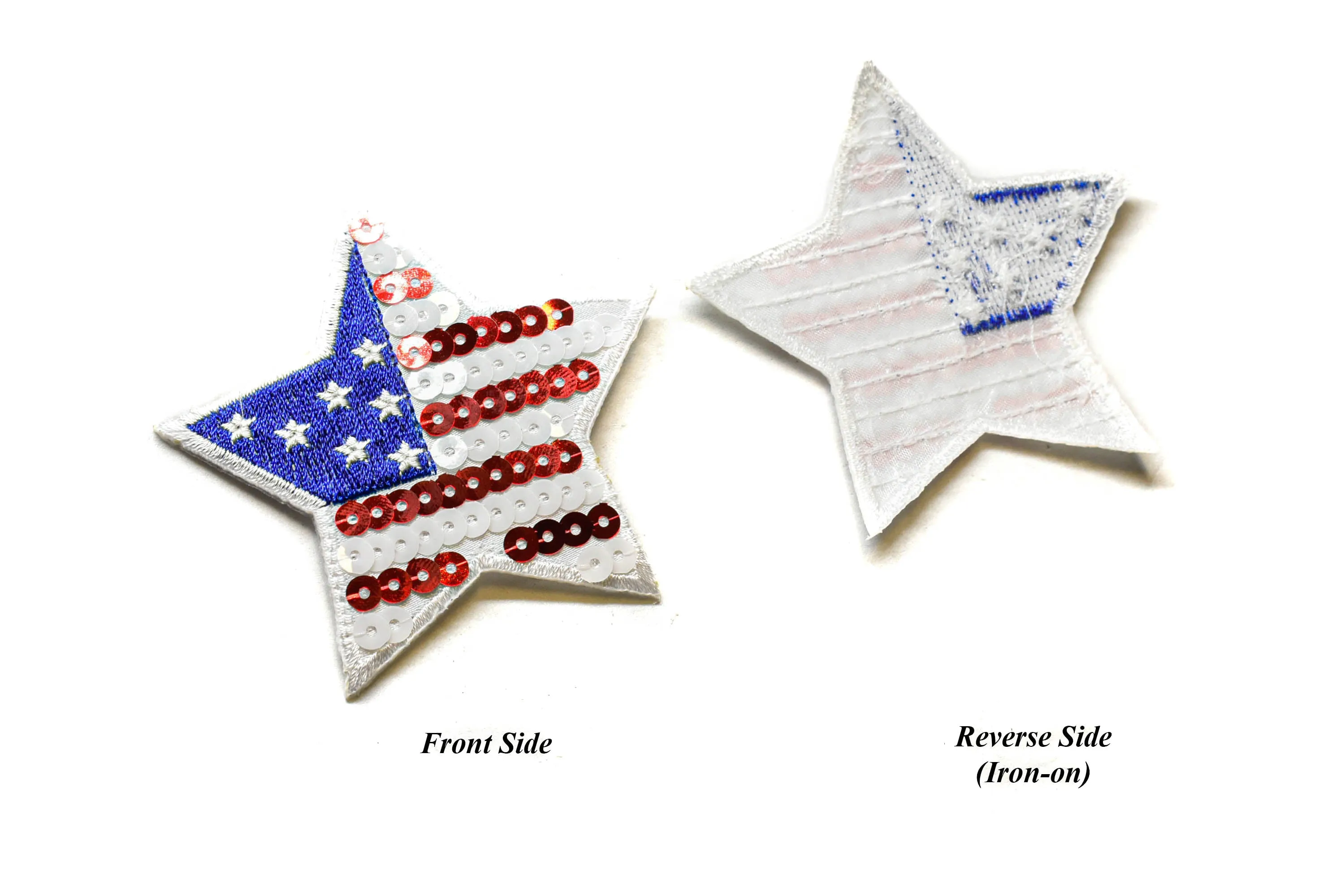 Sequin American Flag Star Shaped Patch | American Flag Star Patch | Sequin Star Patch | Patriotic Star Patch | 4th of July Star Patch