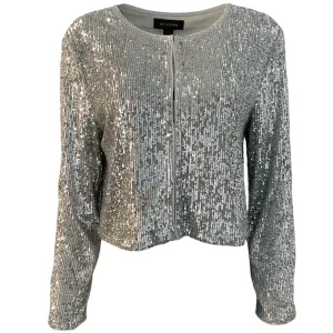 St. John Silver Sequin Cropped Jacket