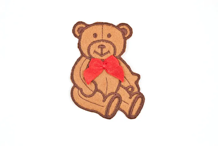 Teddy with Red Bow Patch 3.25" x 2.50" - 1 Piece