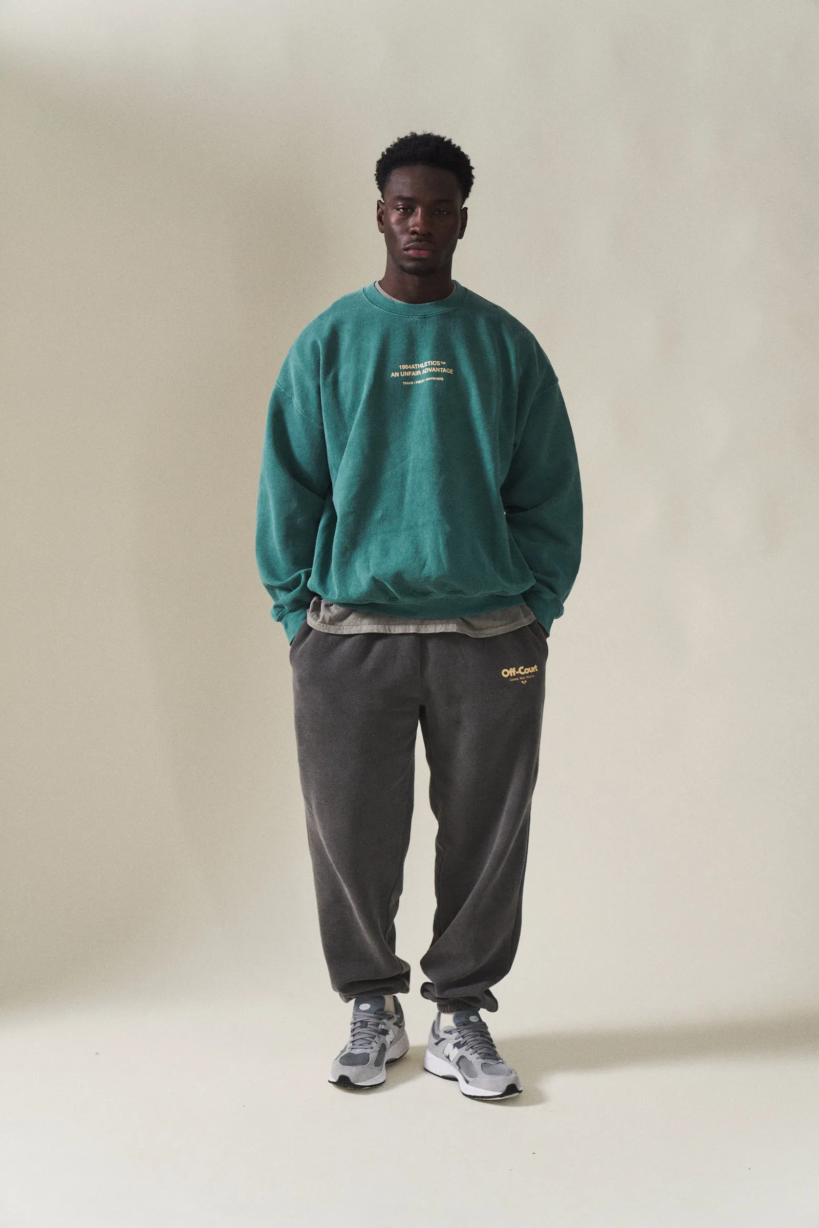 Vice 84 'Athletics' Vintage Washed Sweater - Emerald Green