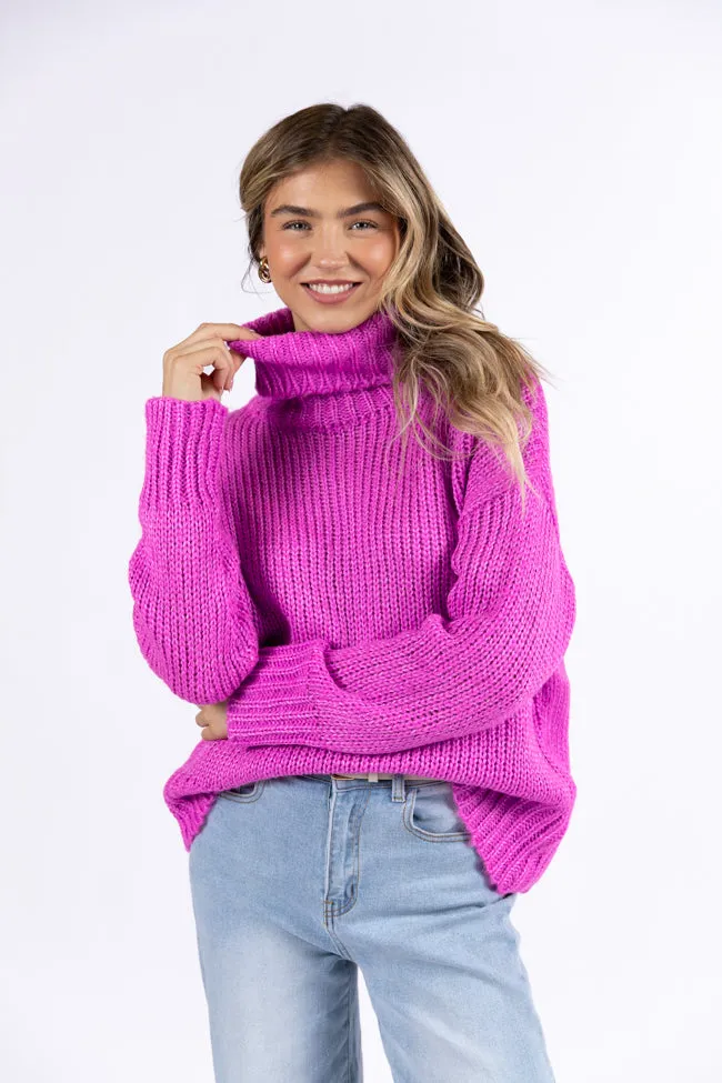 What I Need Magenta Oversized Turtleneck Sweater SALE