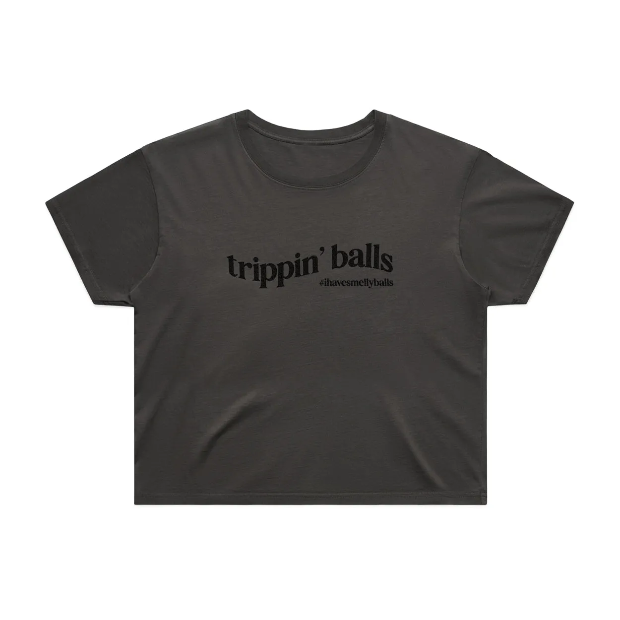 Women’s Trippin’ Balls Crop Tee - Onyx Ash