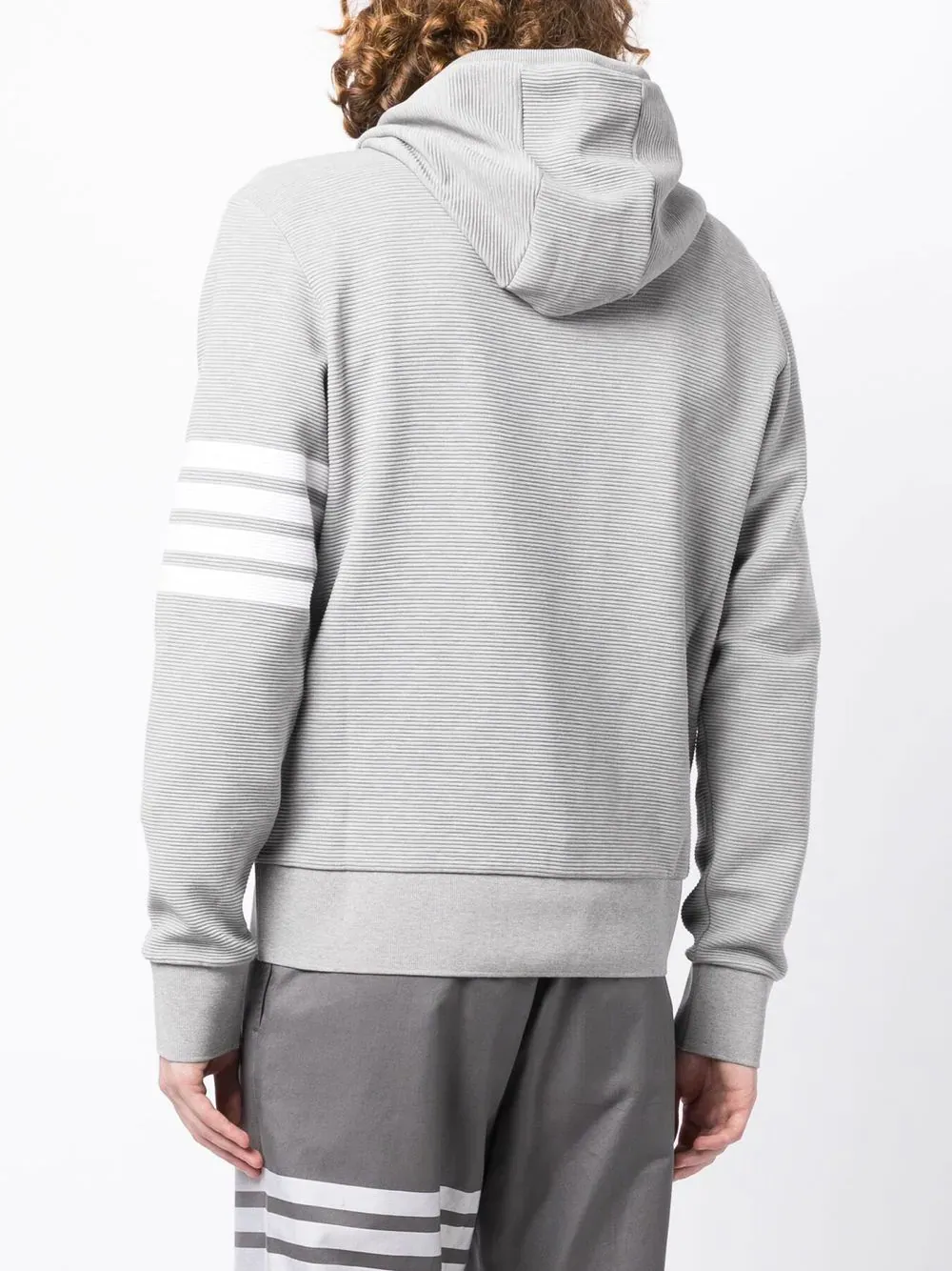 Zip Hoodie With 4Bar In Cotton